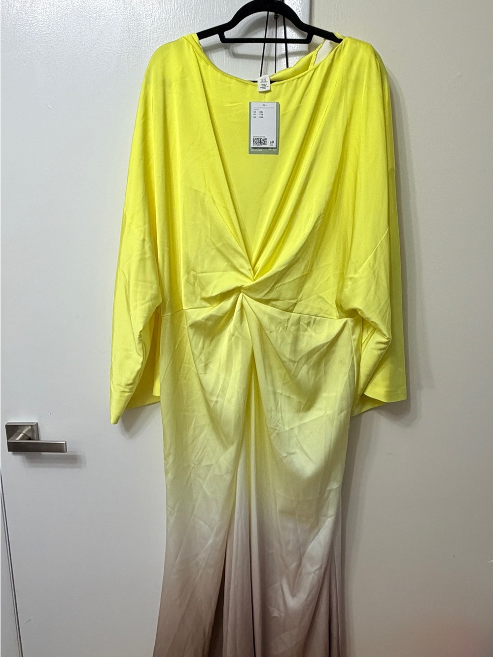 H&M Yellow and Cream Twist-Front Maxi Dress
